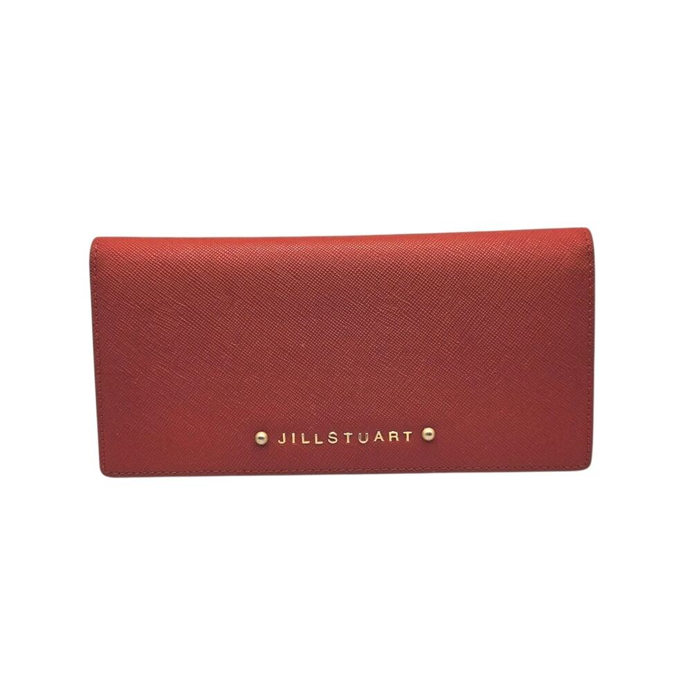 Jill Stuart Dark Orange Saffiano Leather Bi Fold Long Wallet